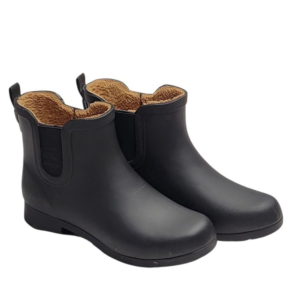 Chooka Delridge Chelsea Black Waterproof Rain Boots Warm Plush Lining Women 9